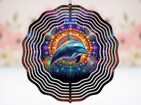 Dolphin-themed 8" Wind Spinner - Amber's Artful Creations